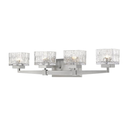 Z-Lite Rubicon 4 Light Vanity, Brushed Nickel & Clear 1927-4V-BN